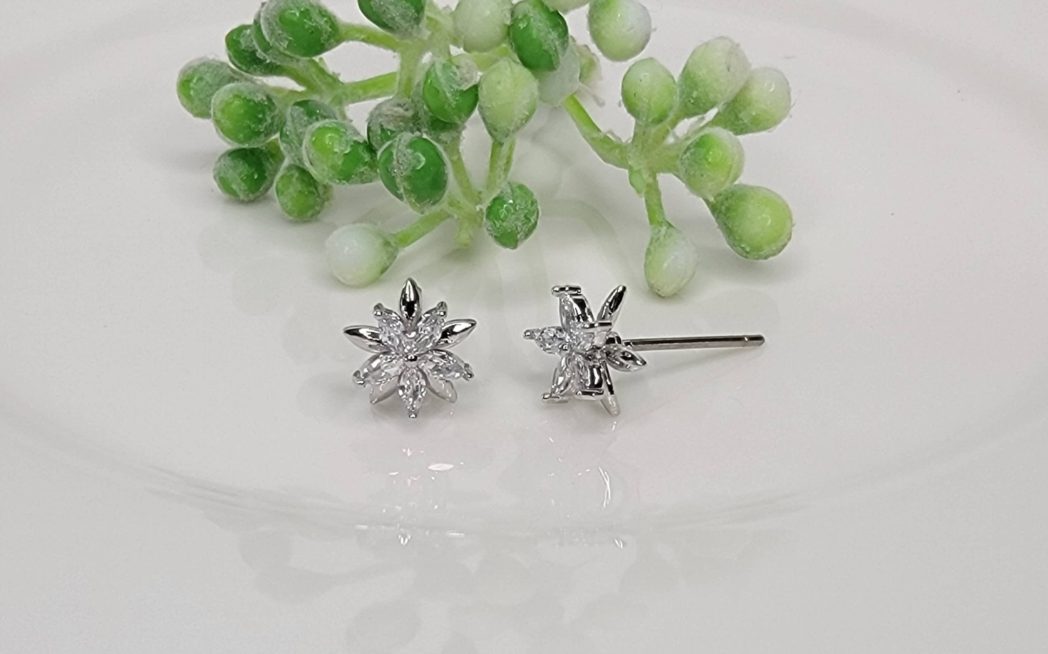 CZ Double Star Post Earrings - HER Home Design Boutique